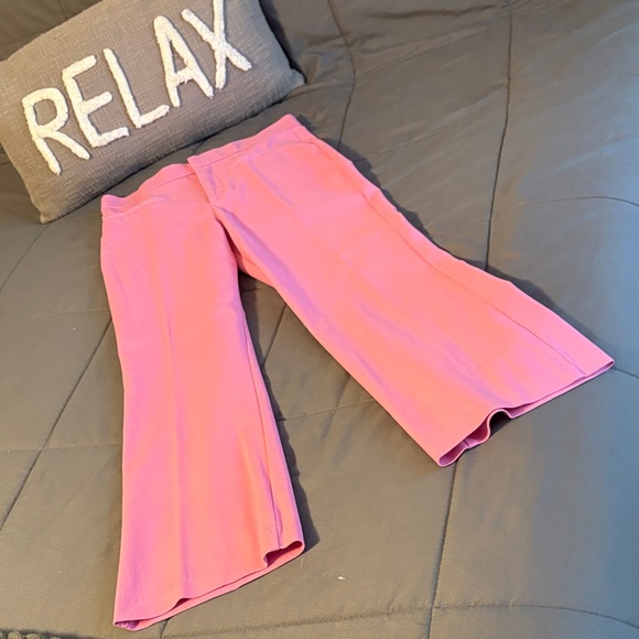 Zara Pink Mini Kick Flare Crop Pants Flat Front Trouser Barbie New Spring Ankle - Picture 5 of 7